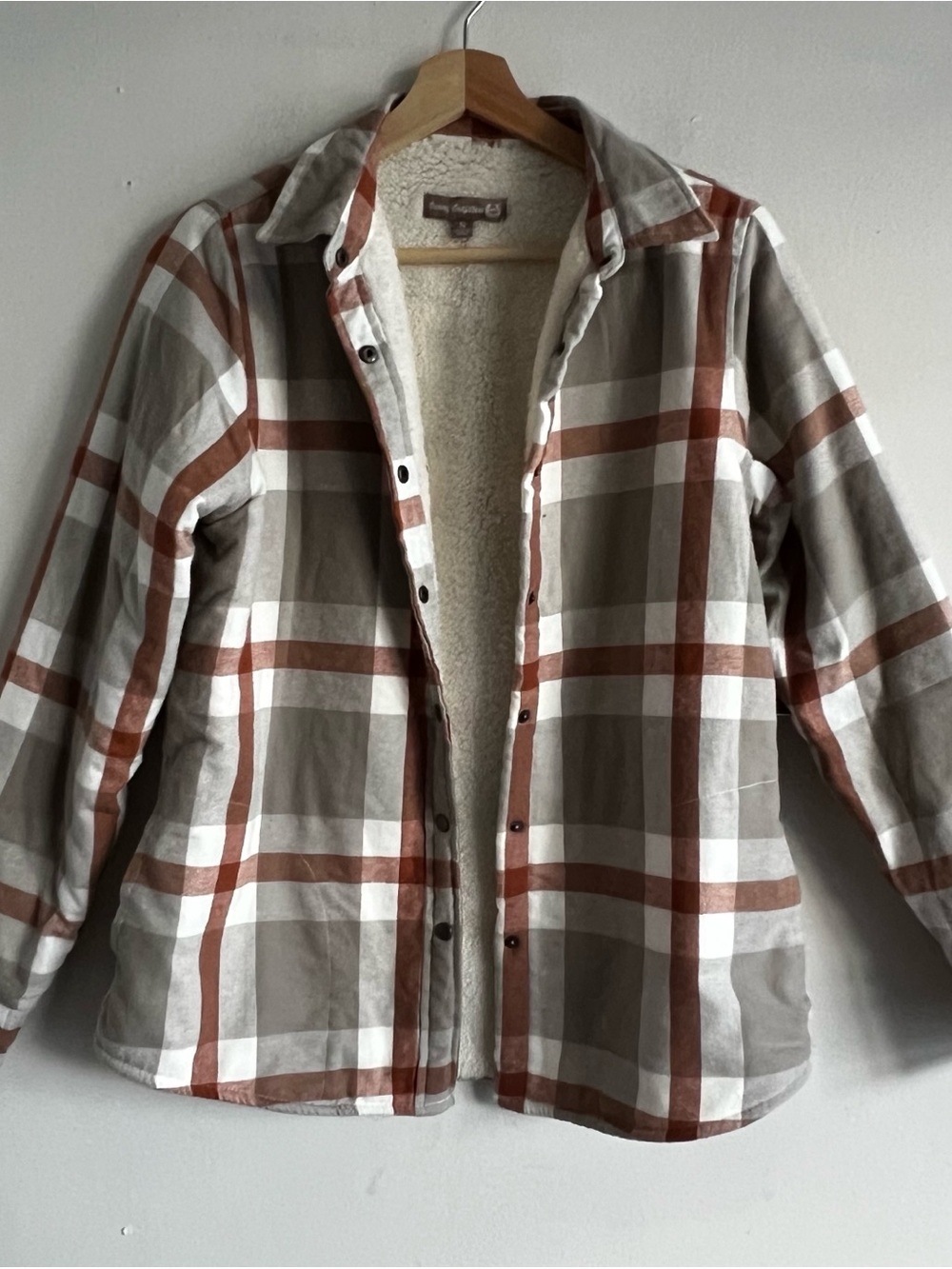 NWT Plaid Sherpa-Lined Jacket - Taupe & Rust